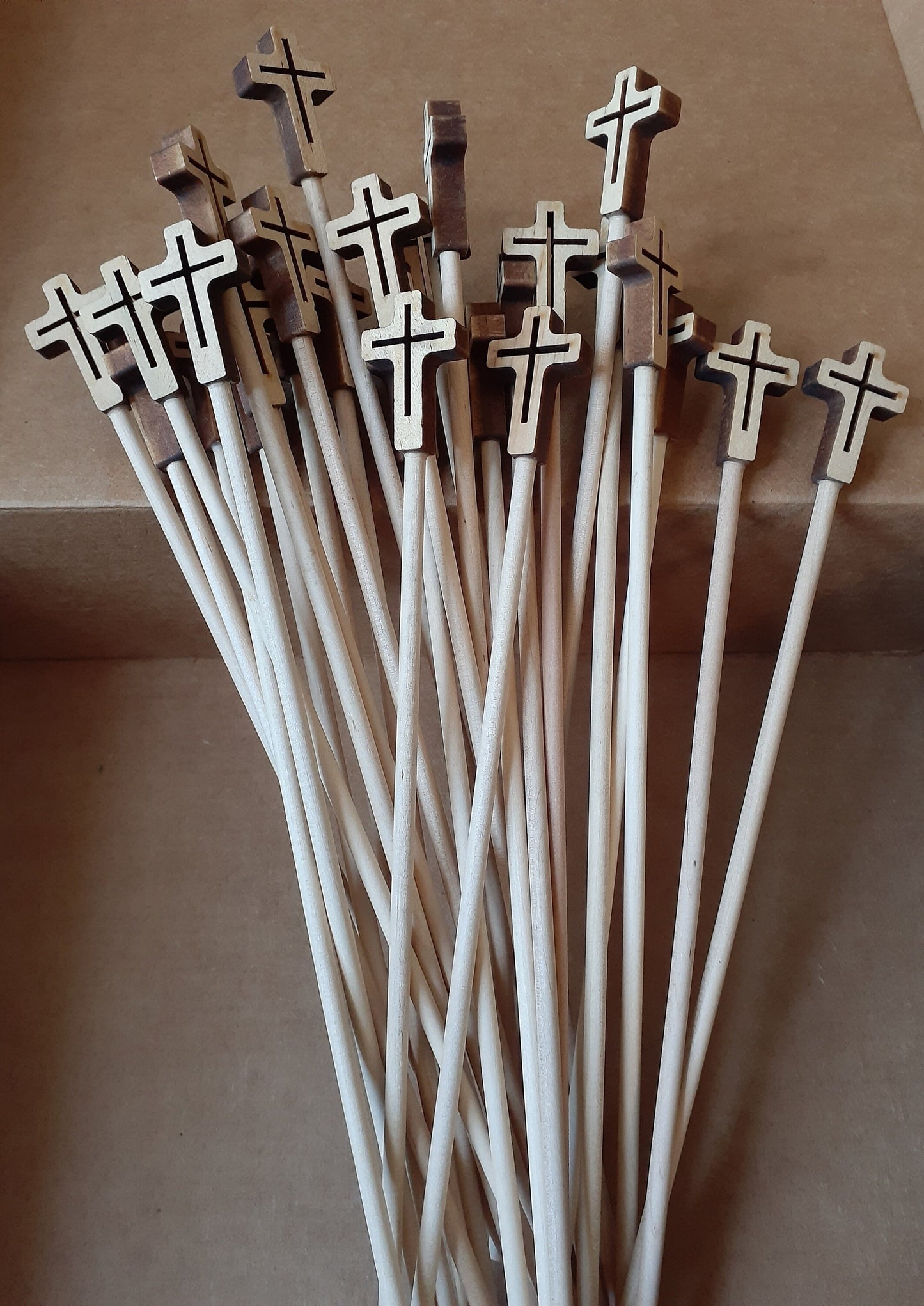 TRINITY _ Cross-Topped Wooden Dowels (50 pieces)