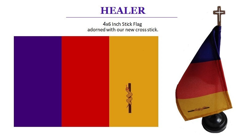 TRINITY _ Healer 4x6 inch stick flag